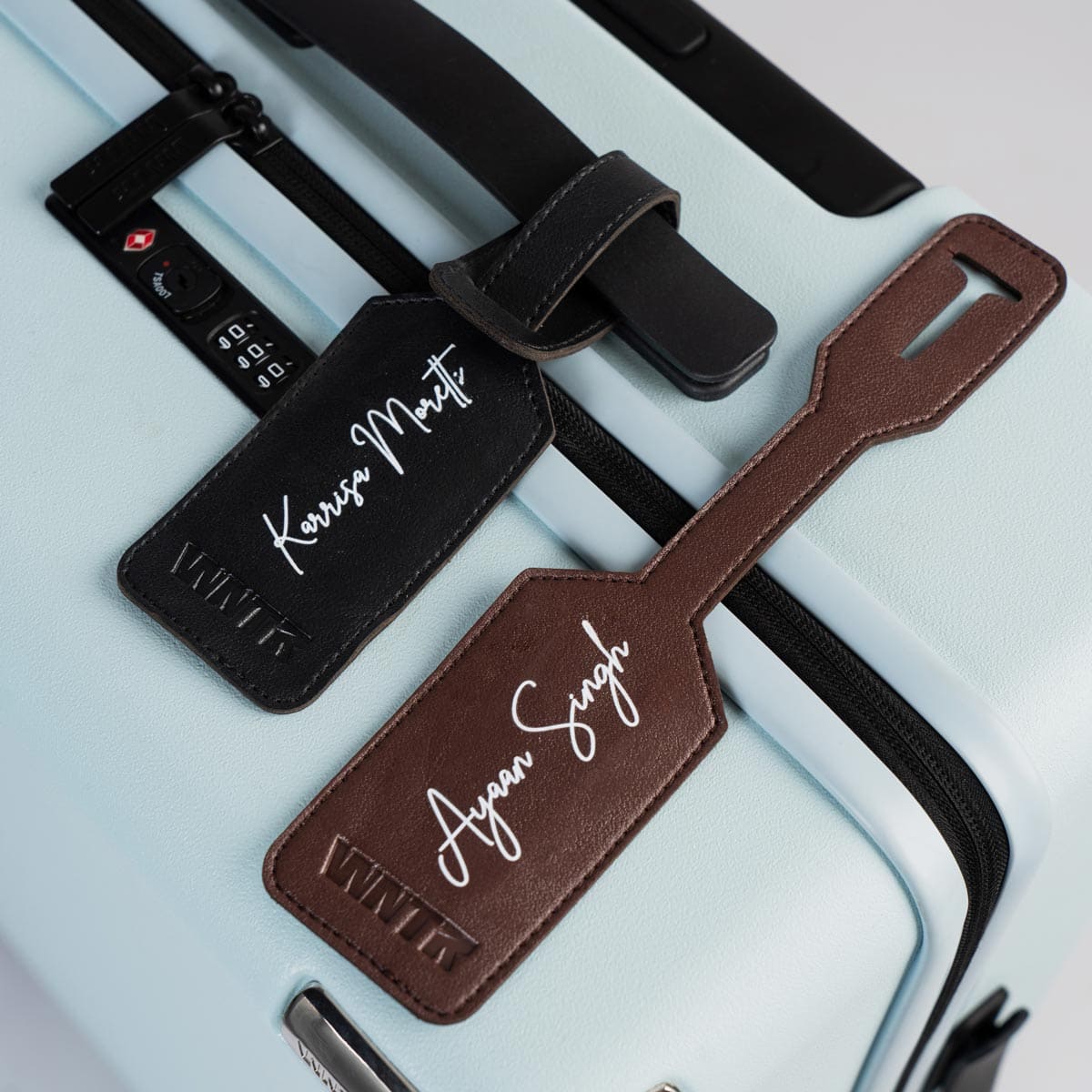 wntr tag, leather tag, personalisation